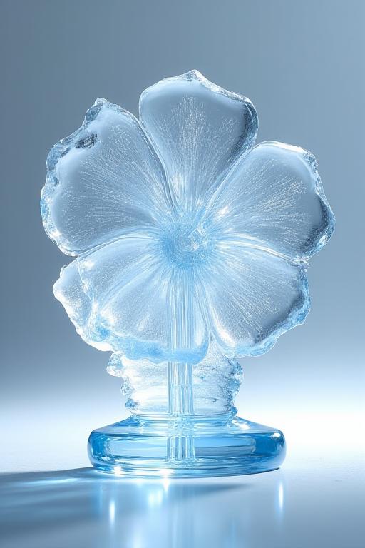 氷の花を封じ込めたガラスのオブジェ